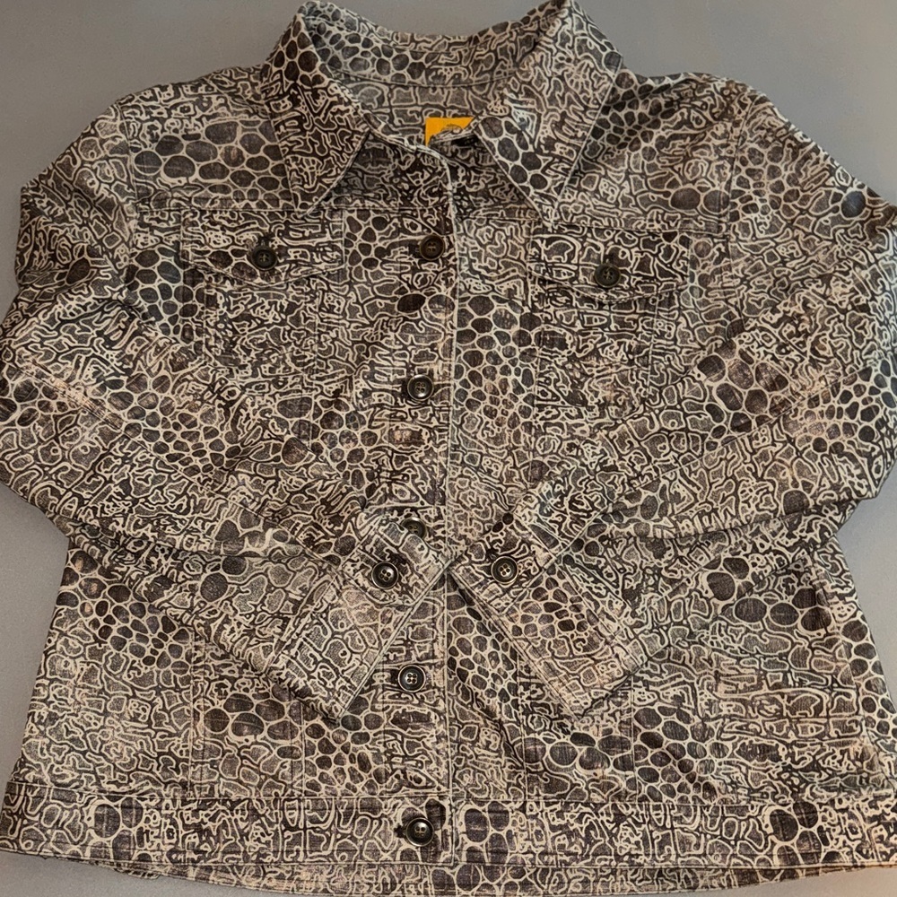 Ruby Rd Women's 3/4 Sleeve Button Up Jacket Reptile Animal Print Size 16 - Picture 7 of 10